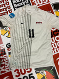 White jersey w/ gray stripes #11