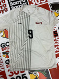 White jersey w/ gray stripes #9