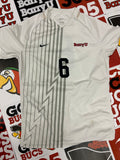 White jersey w/ gray stripes #6