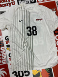 White jersey w/ gray stripes #38