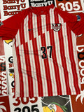 Red and white jersey #37