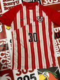 Red and white jersey #30