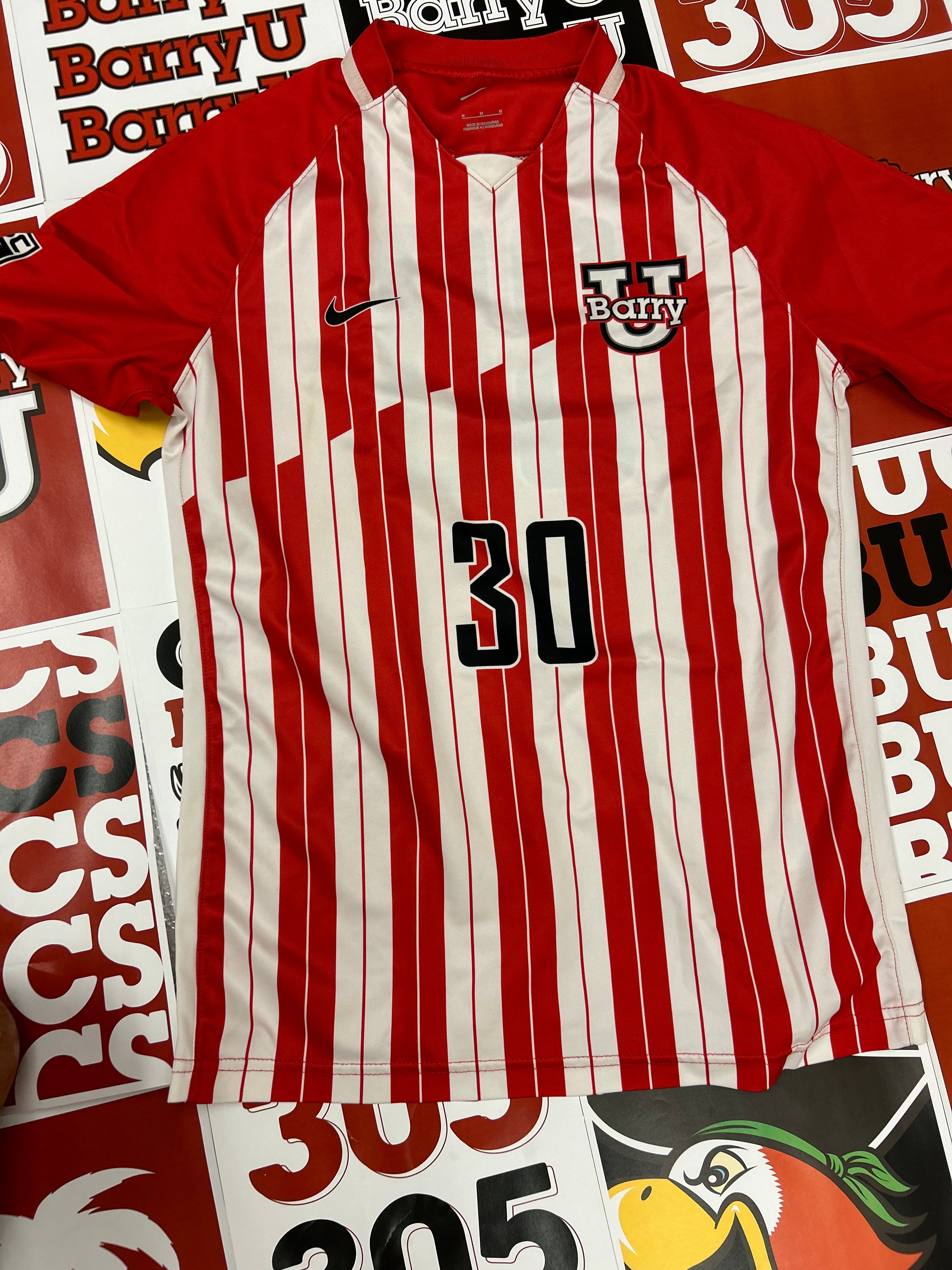 Red and white jersey #30