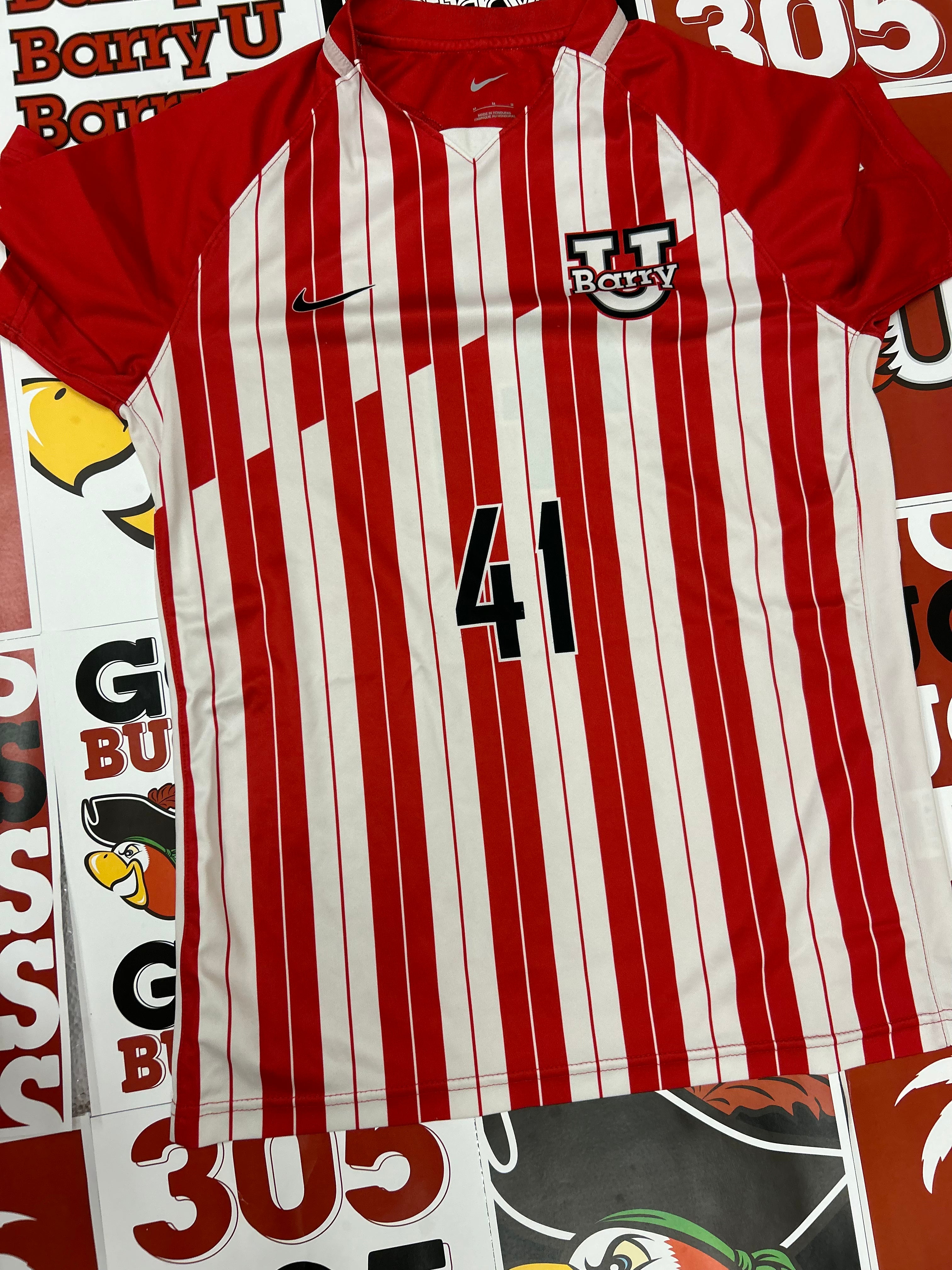 Red and white jersey #41
