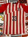 Red and white jersey #33