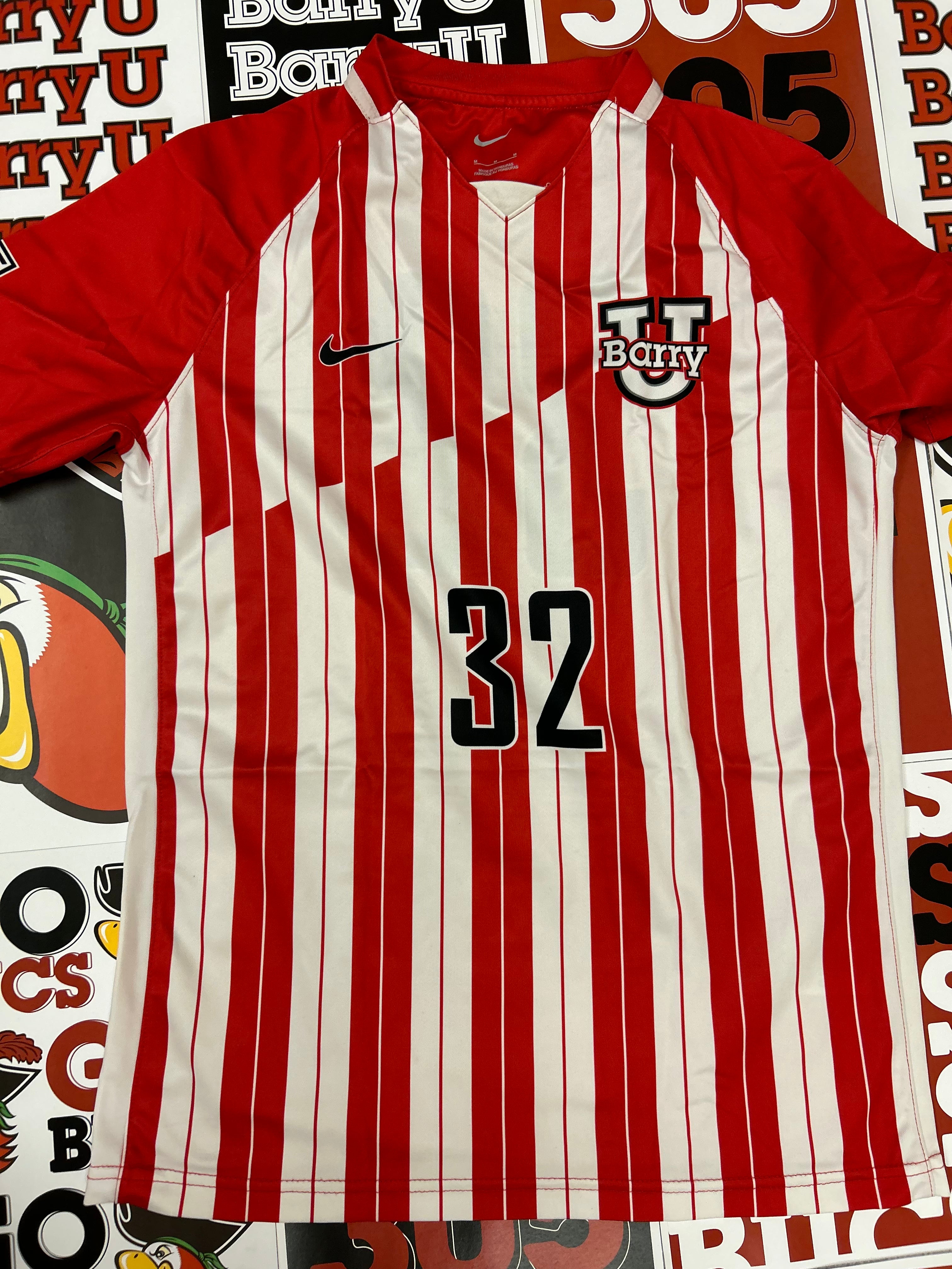 Red and white jersey #32