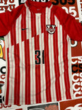 Red and white jersey #31