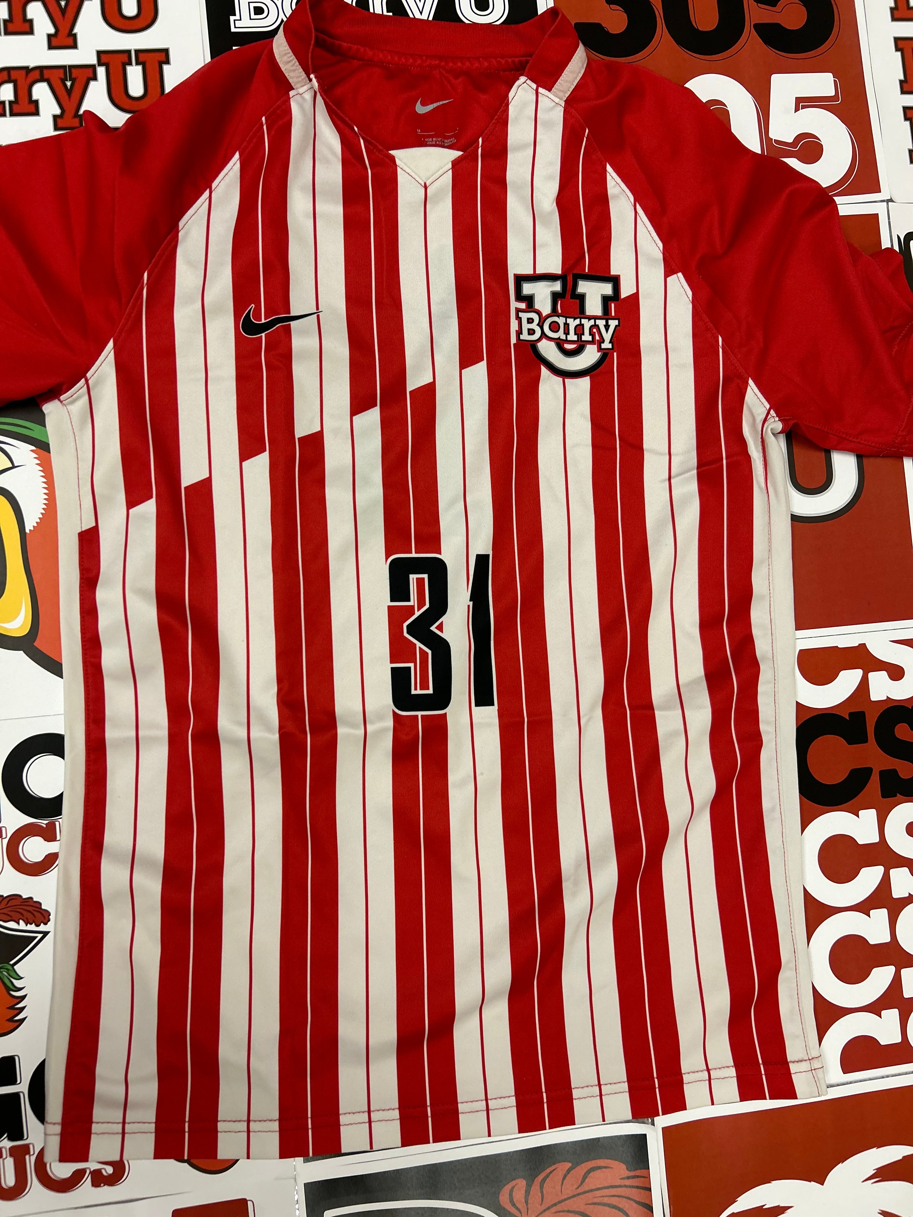 Red and white jersey #31