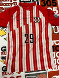 Red and white jersey #29