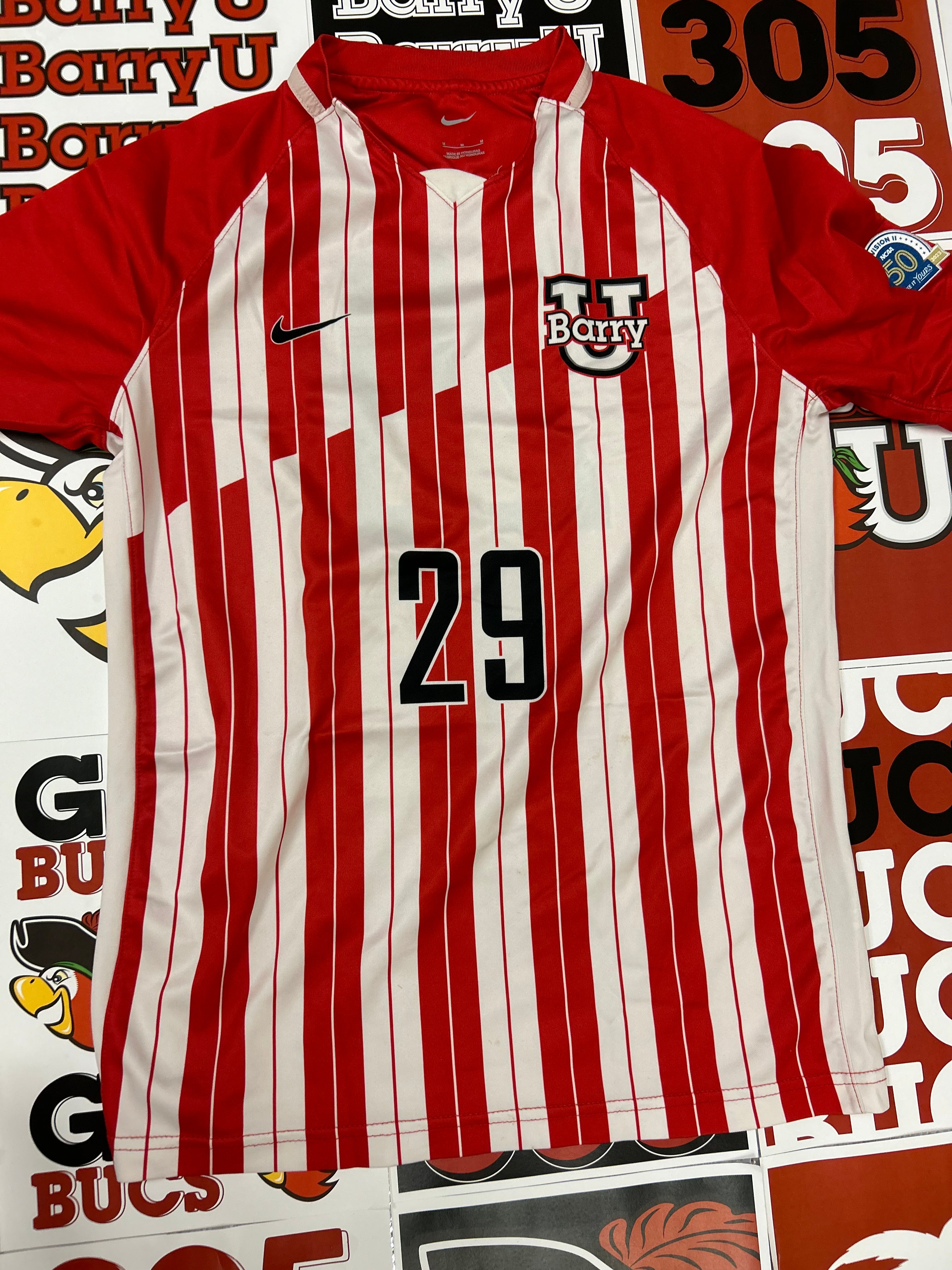 Red and white jersey #29