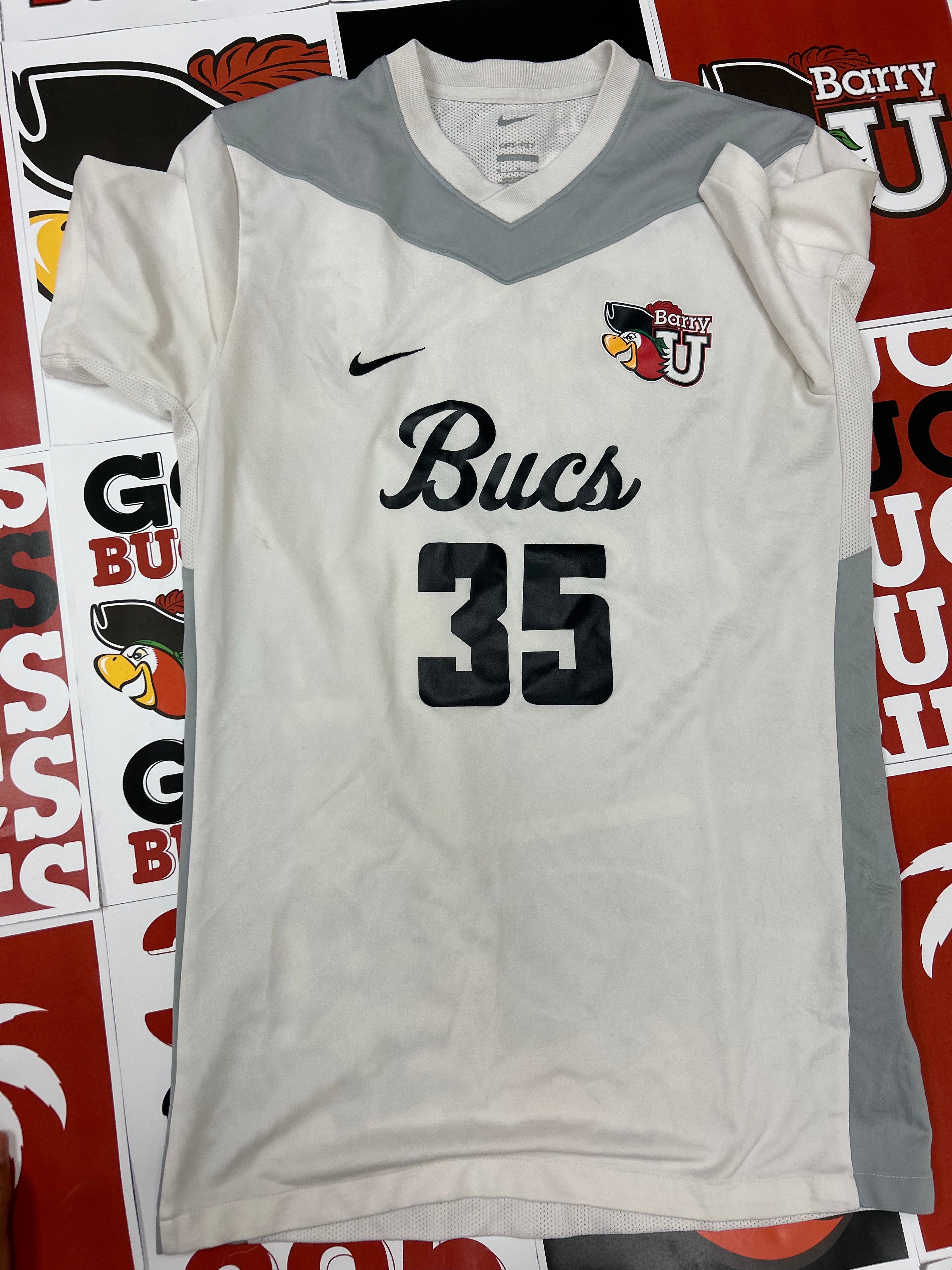 White jersey gray neck #35
