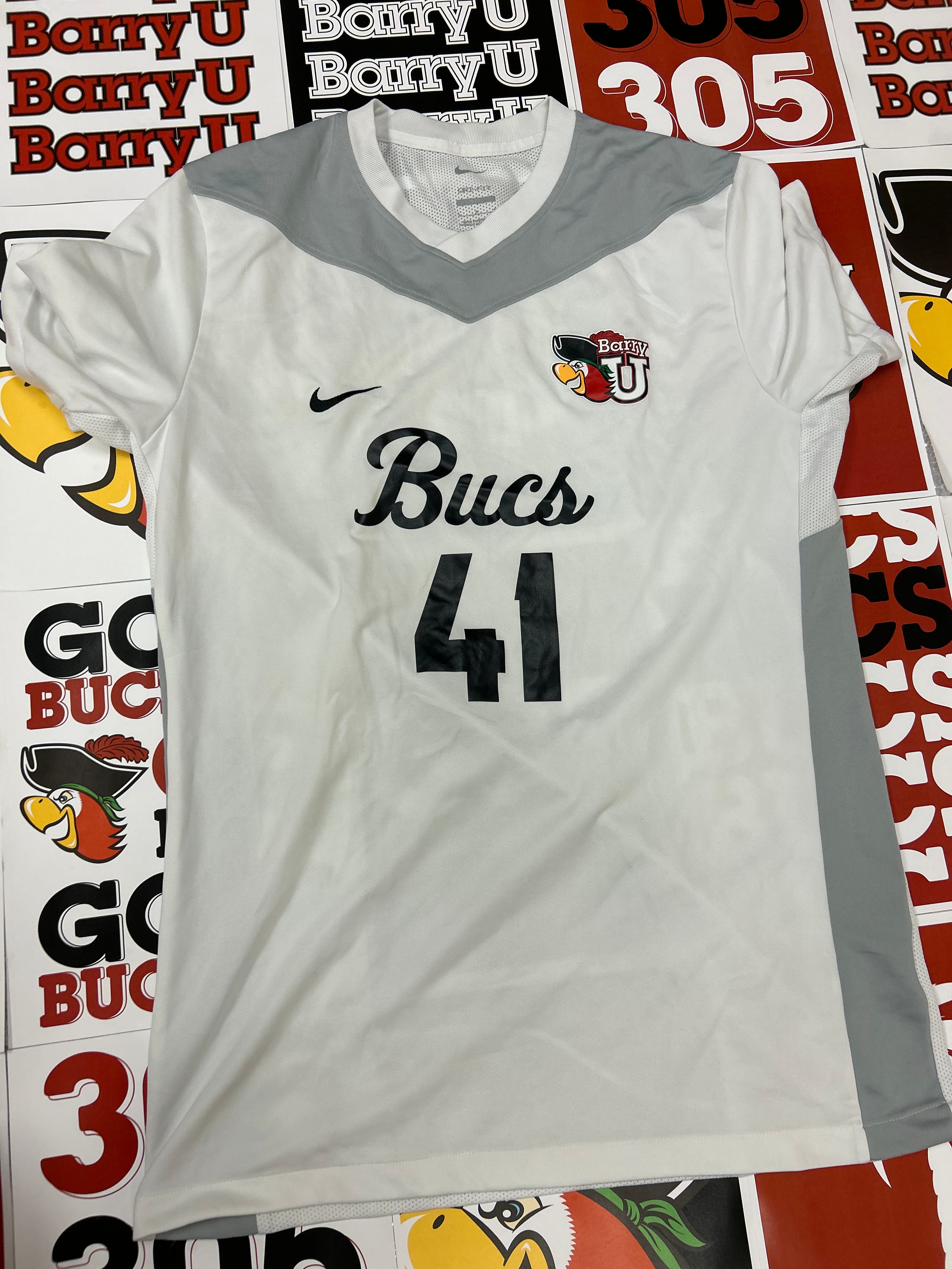 White jersey gray neck #41