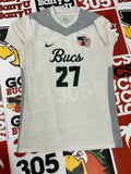 White jersey gray neck #27