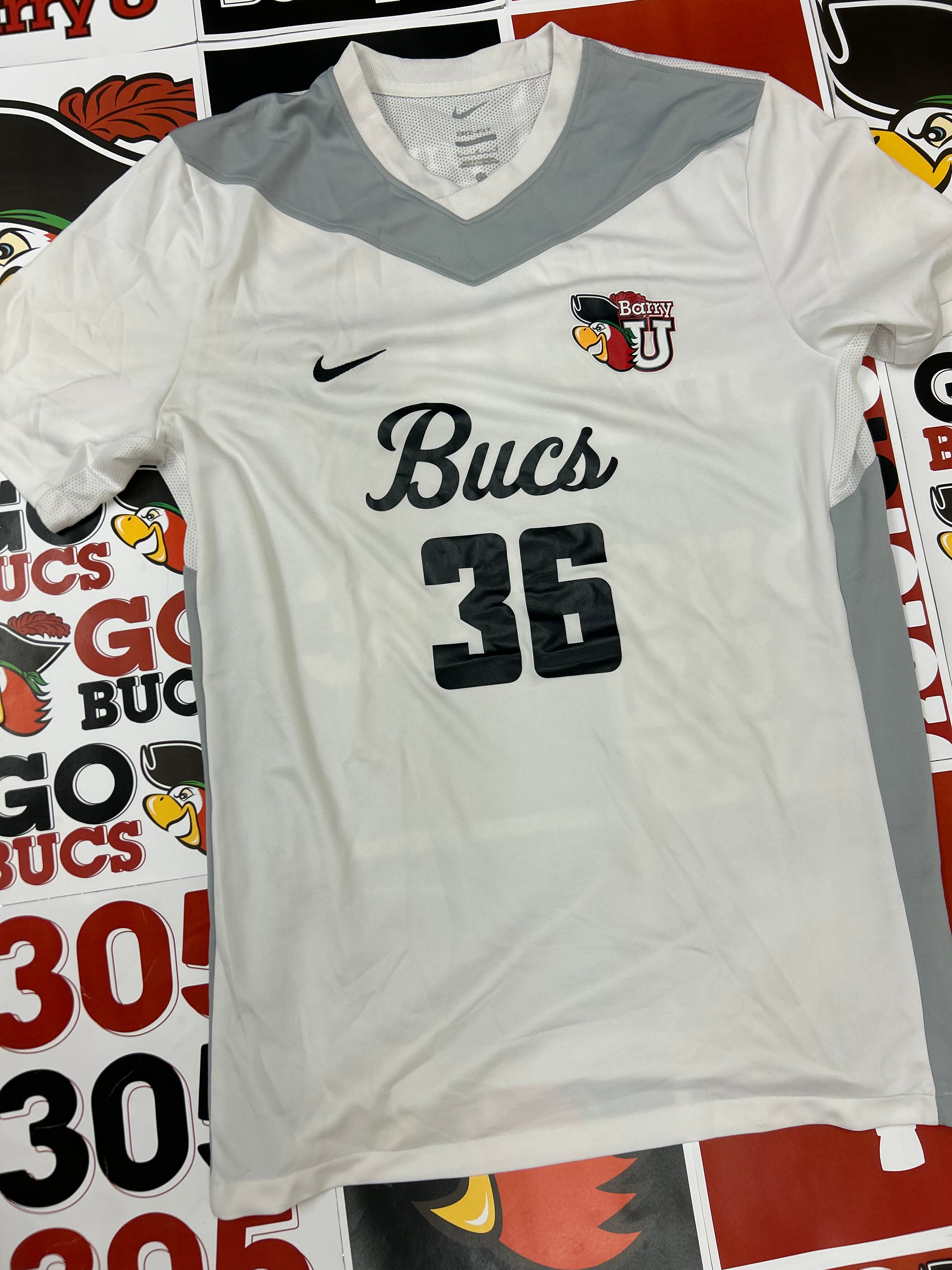 White jersey gray neck #36