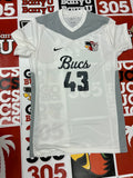 White jersey gray neck #43