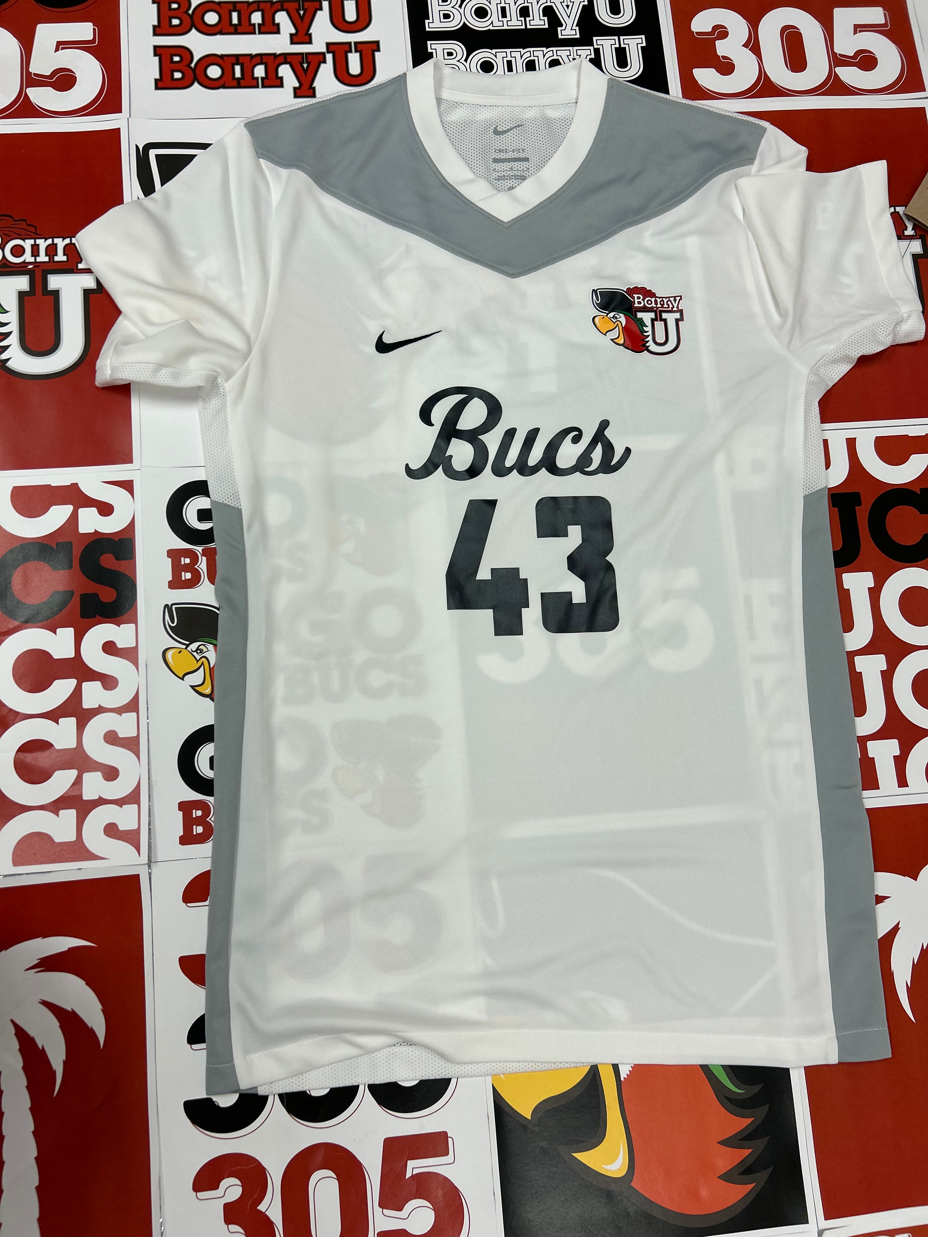 White jersey gray neck #43