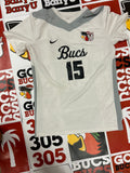 White jersey gray neck #15