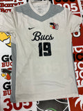 White jersey gray neck #19