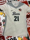 White jersey gray neck #21