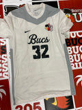 White jersey gray neck #32
