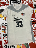 White jersey gray neck #33